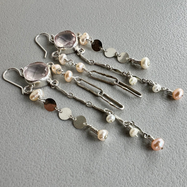 Lluvia  Earrings in Pink Quartz