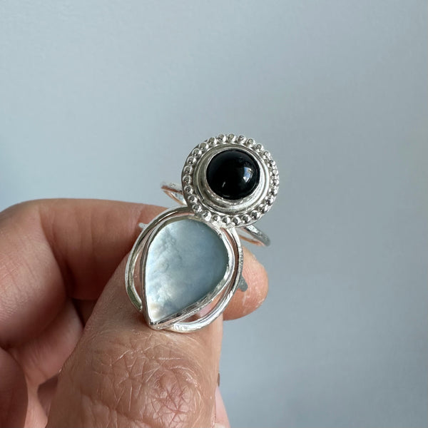 Onyx + Mother of Pearl Ring