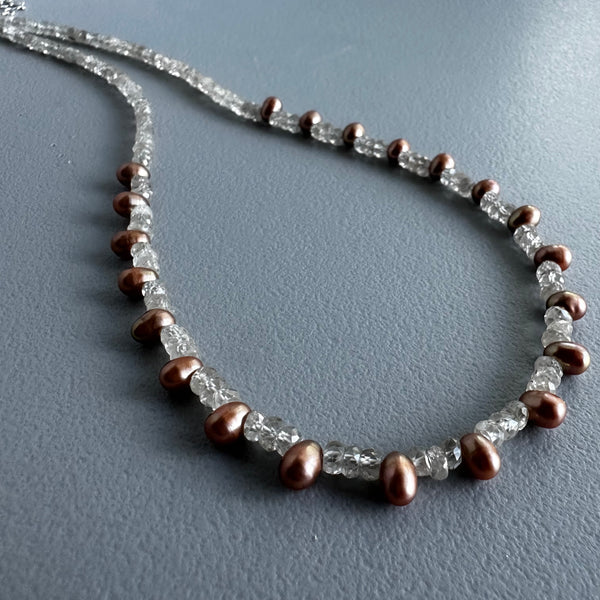 Iced Copper Pearls Necklace (18”)