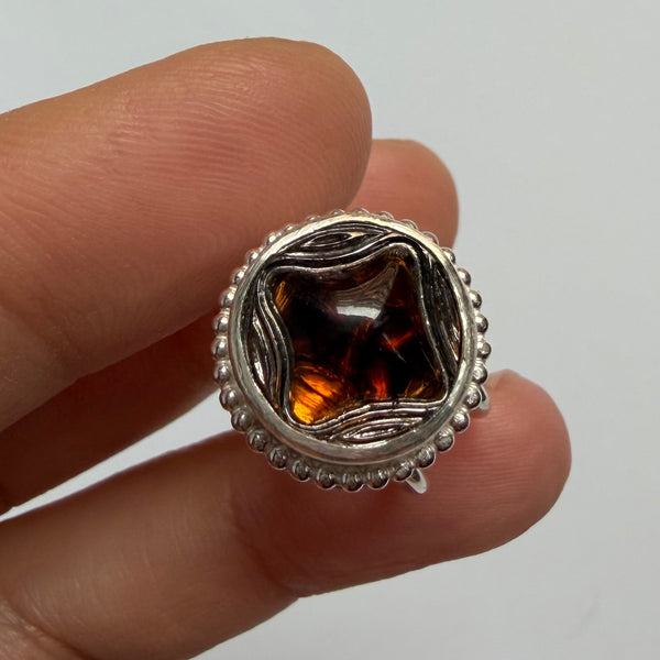 Vintage Glass Button in Amber