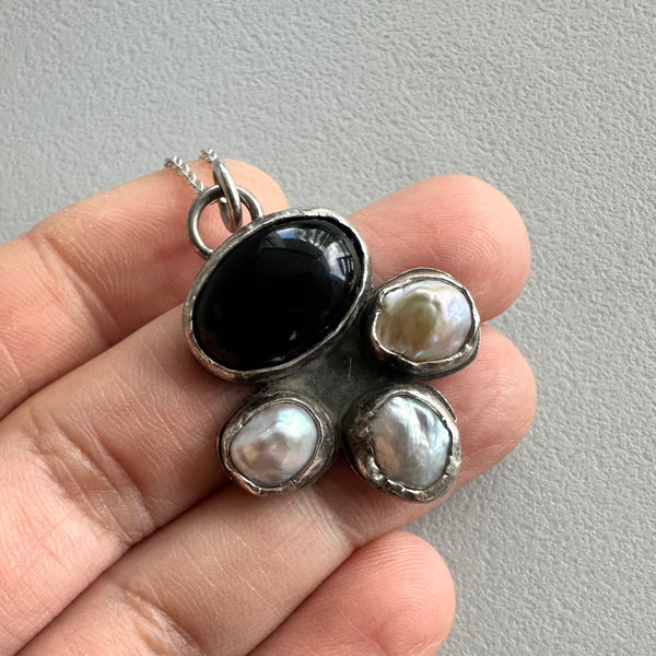 Onyx + Pearl Pendant