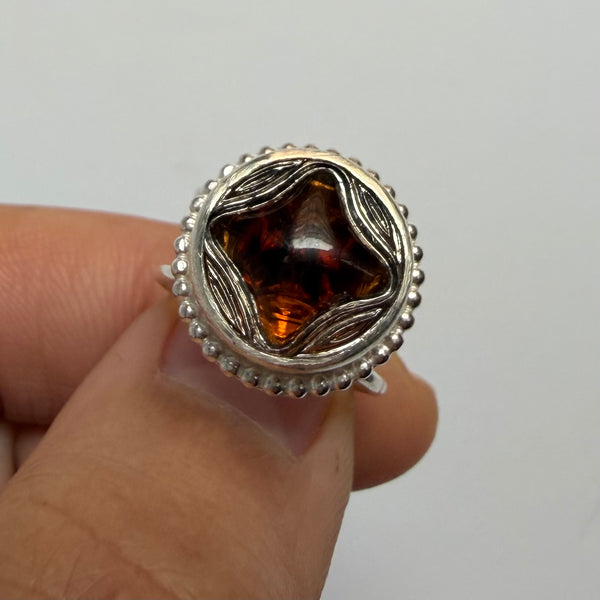 Vintage Glass Button in Amber