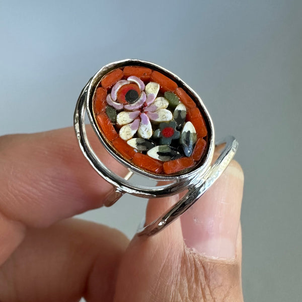 Micromosaic Ring in Coral