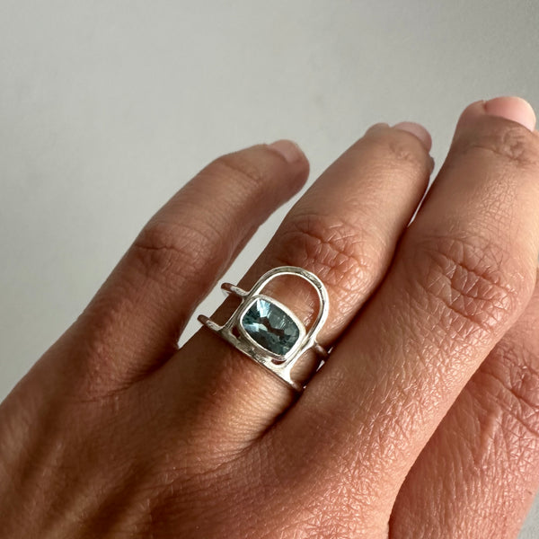 Blue Topaz Arch Ring