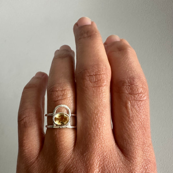 Oval Citrine Arch Ring