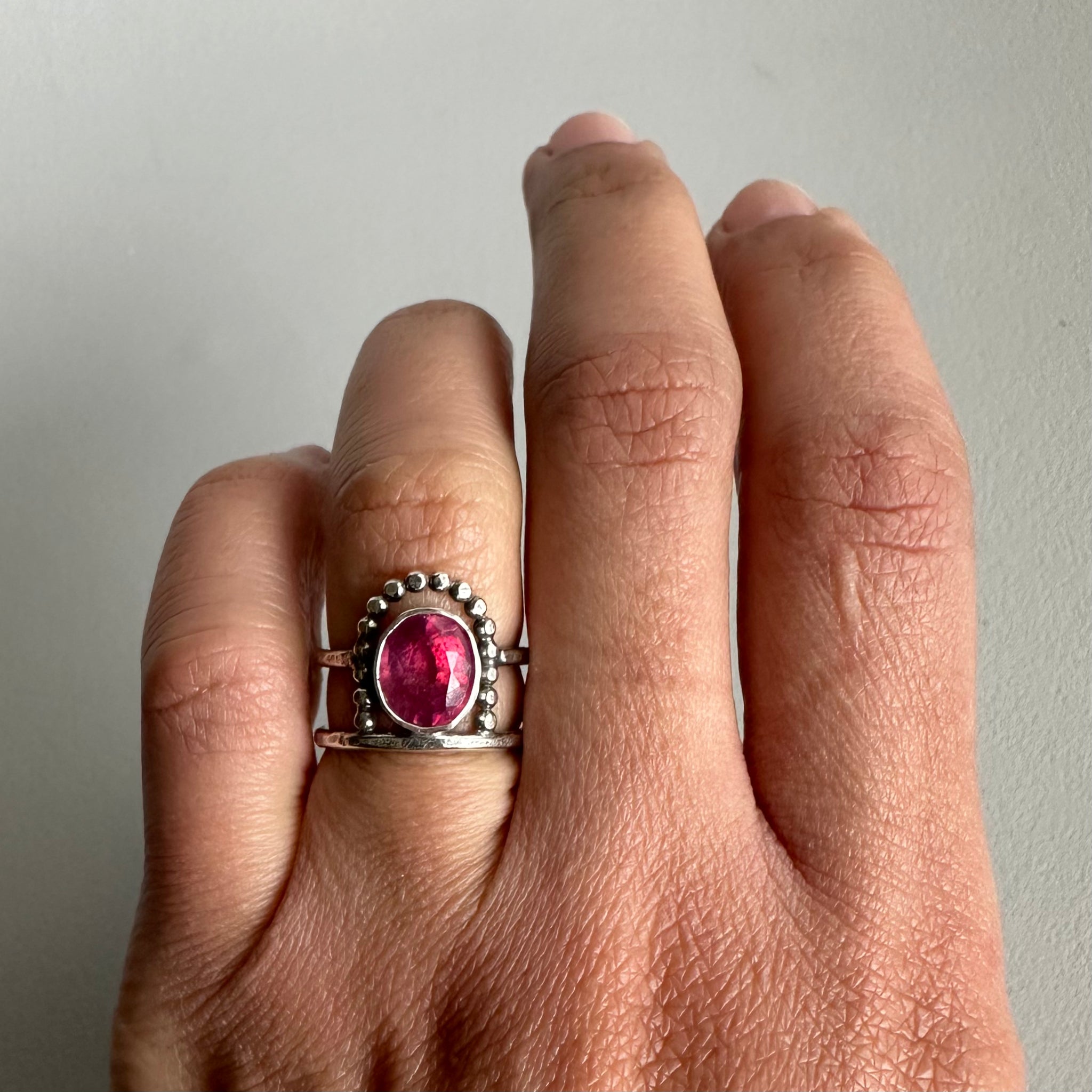 Pink Sapphire Arch Ring