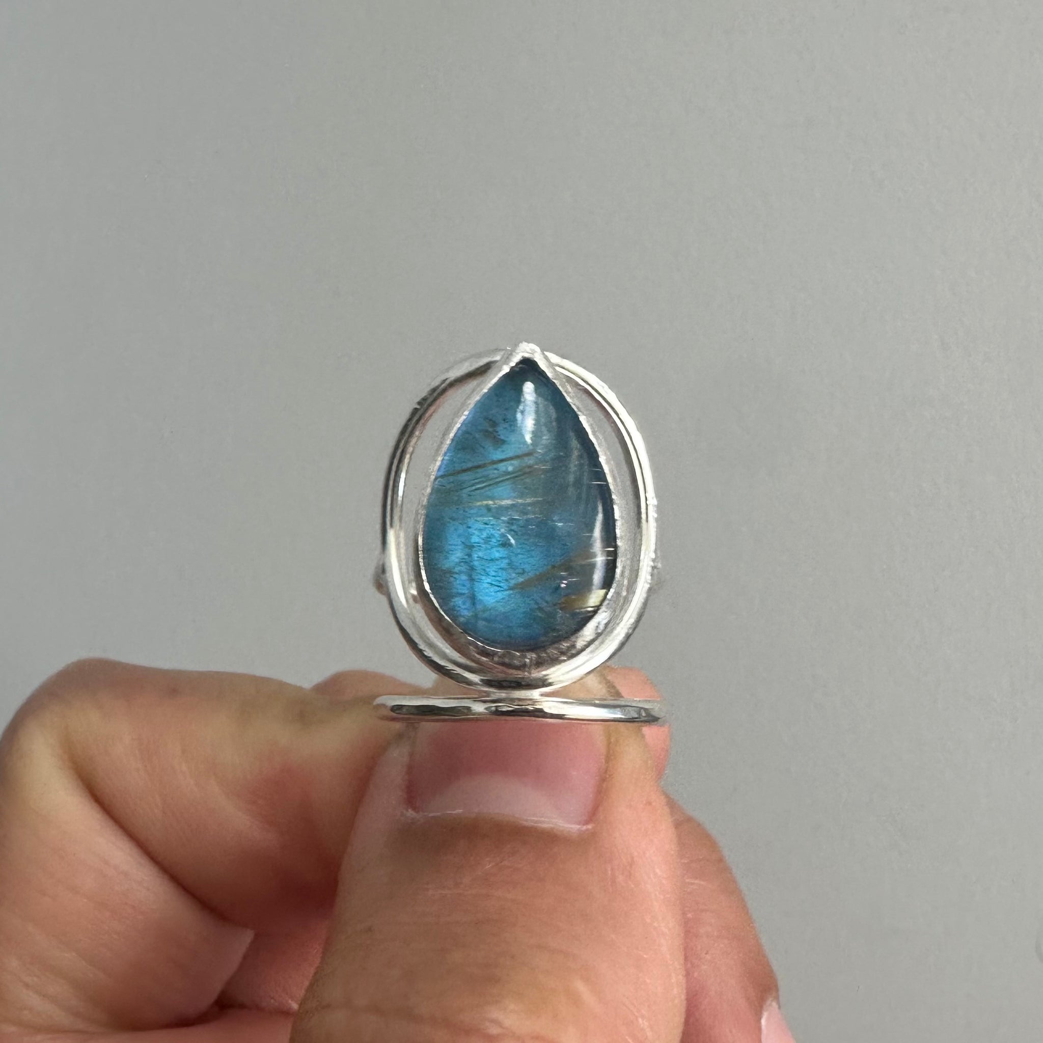 Labradorite/Rutilated Quartz Doublet Ring