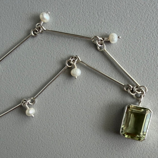 Green Amethyst + Pearls Necklace