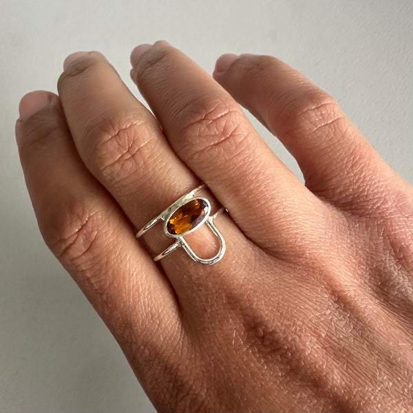 Long Oval Citrine Ring