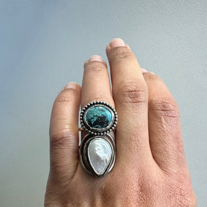 Turquoise + Pearl Ring