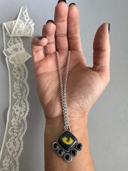Black Cat Lover’s Eye Pendant