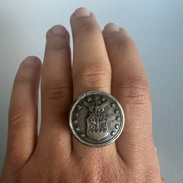 Vintage Air Force Button Ring