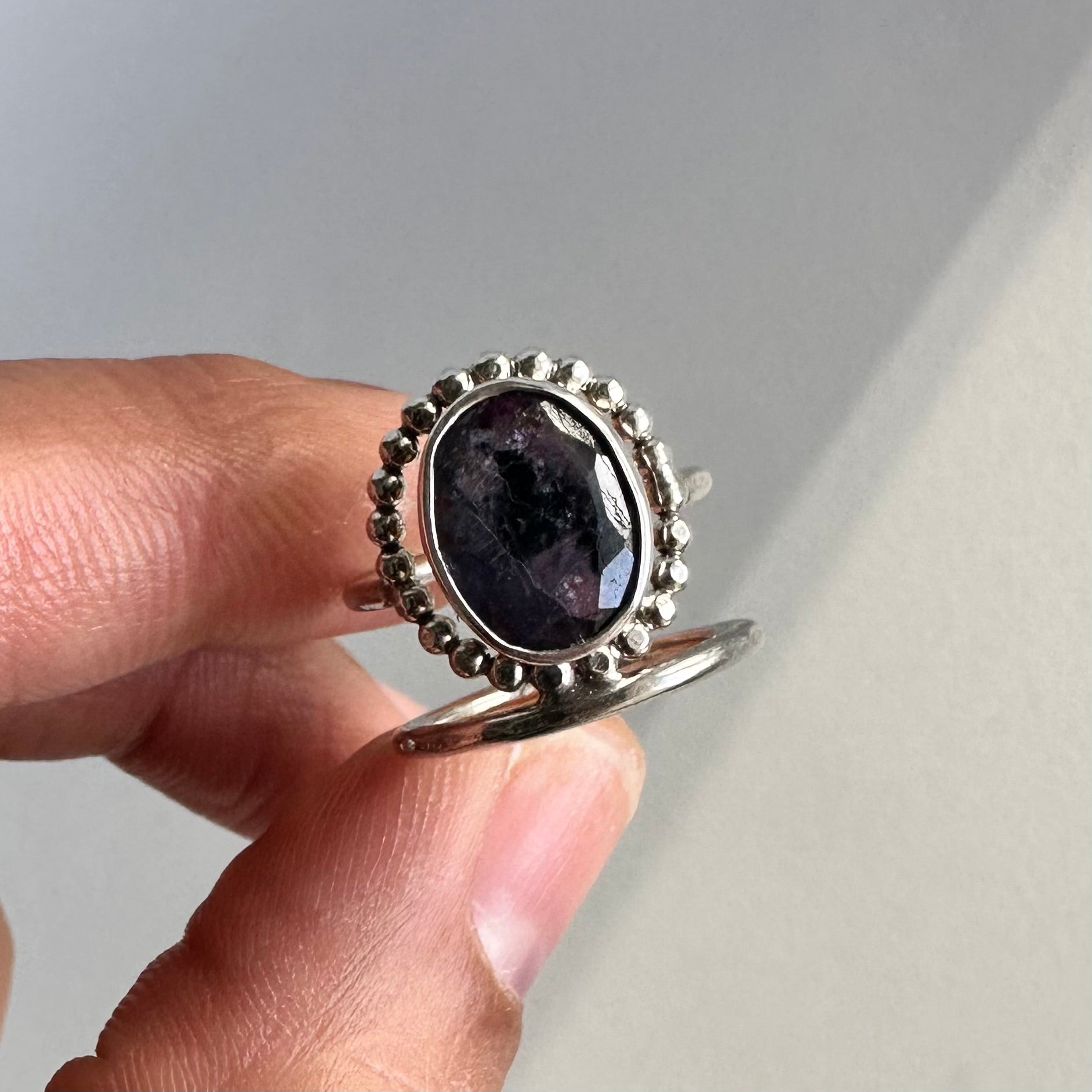 Black Sunstone Halo Ring