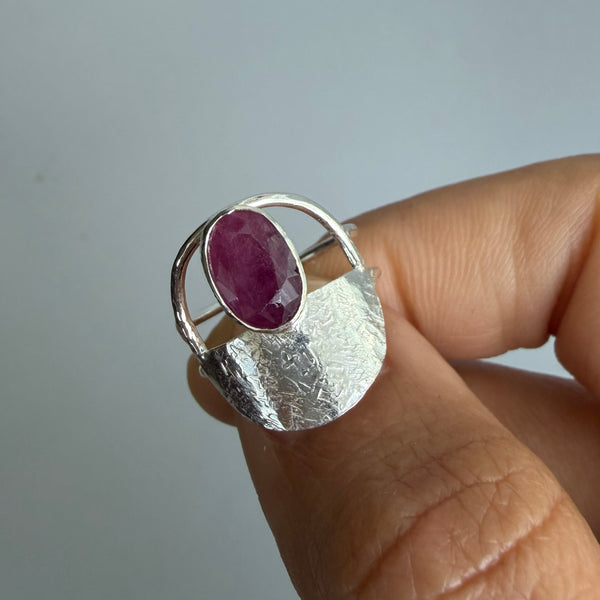 Indian Ruby Half Shield Ring