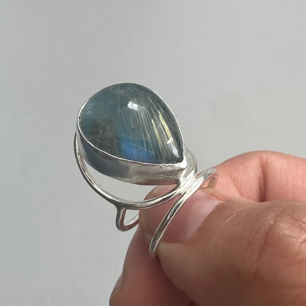 Labradorite/Rutilated Quartz Doublet Ring