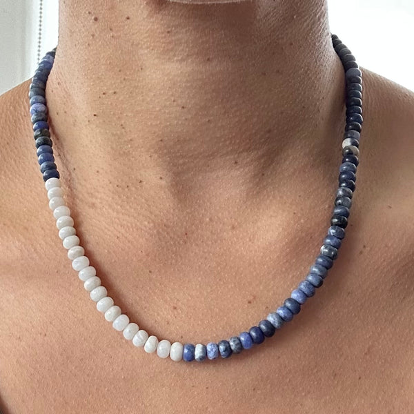 Sodalite + White Agate Necklace