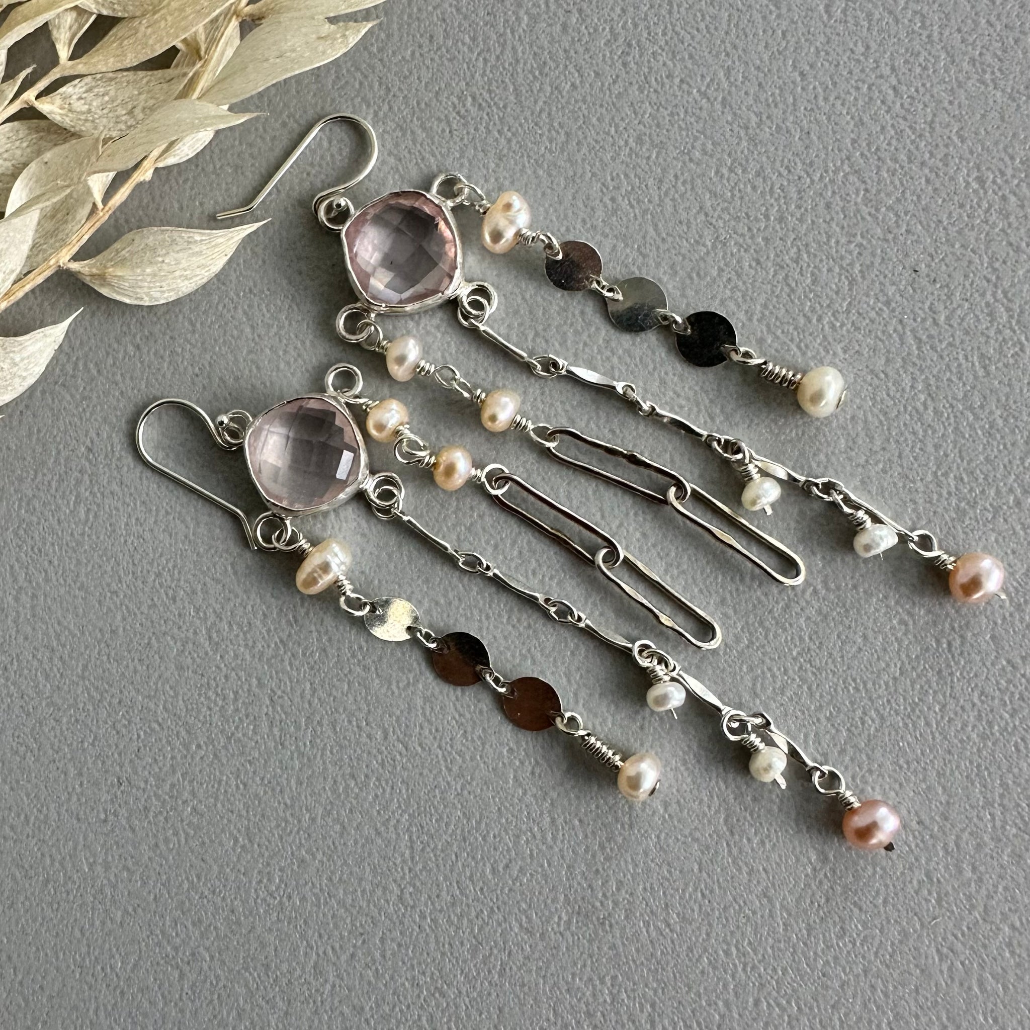 Lluvia  Earrings in Pink Quartz