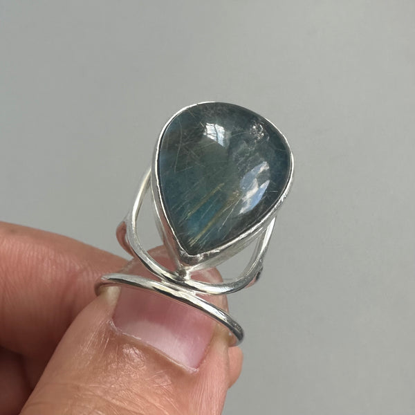 Labradorite/Rutilated Quartz Doublet Ring