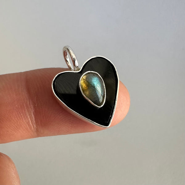Labradorite + Black Heart (Ring or Pendant)