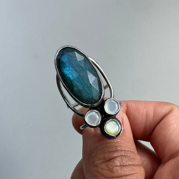 Labradorite + MoP Ring