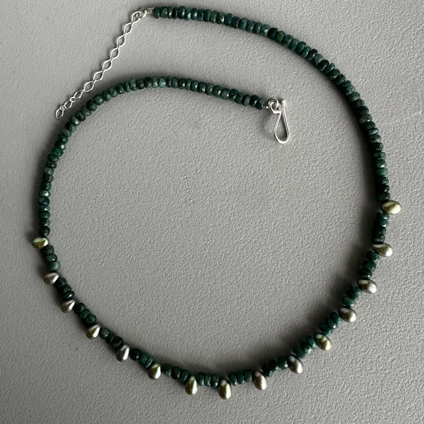 Emerald + Peacock Pearls Necklace (17.5”)