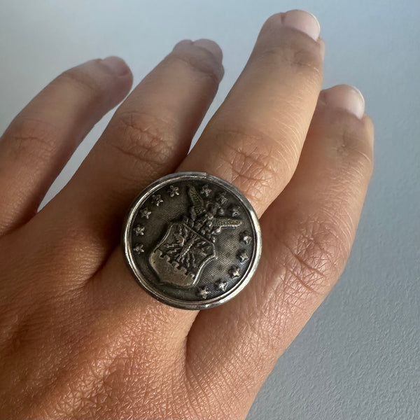 Vintage Air Force Button Ring
