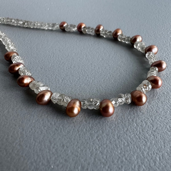 Iced Copper Pearls Choker (15”)