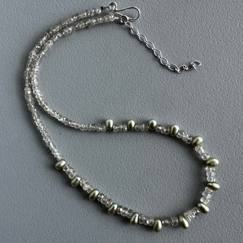 Iced Green Pearls Choker (15”)