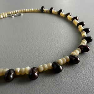 Neutral + Chocolate Pearls Necklace (20.5”)
