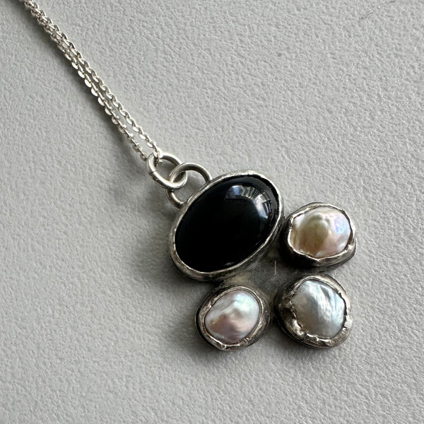 Onyx + Pearl Pendant