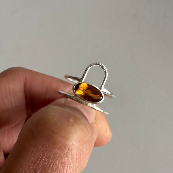 Long Oval Citrine Ring