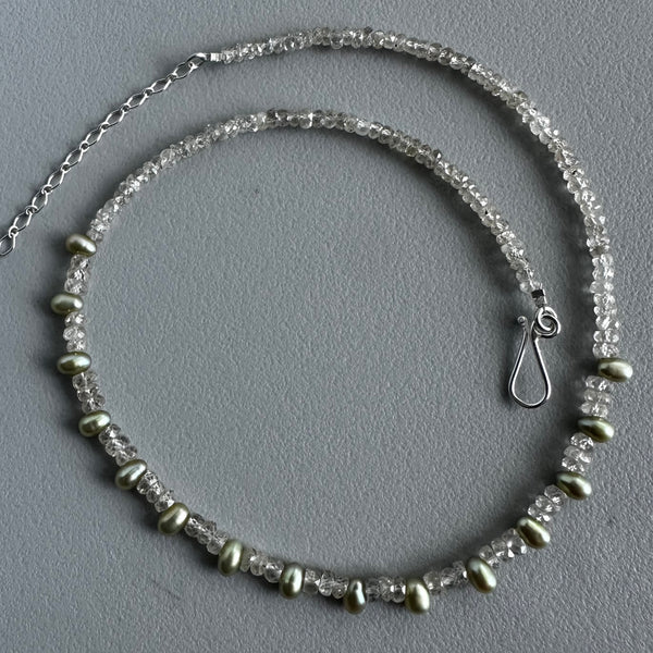Iced Green Pearls Choker (15”)