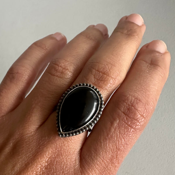 Teardrop Onyx with Beaded Detail