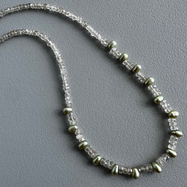 Iced Green Pearls Choker (15”)