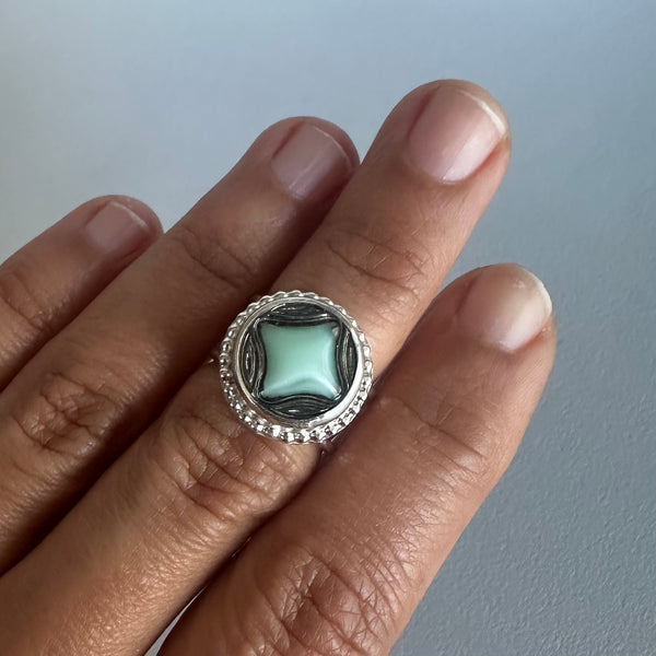 Vintage Glass Button Ring