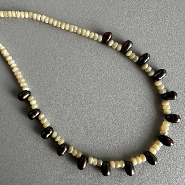 Neutral + Chocolate Pearls Necklace (20.5”)
