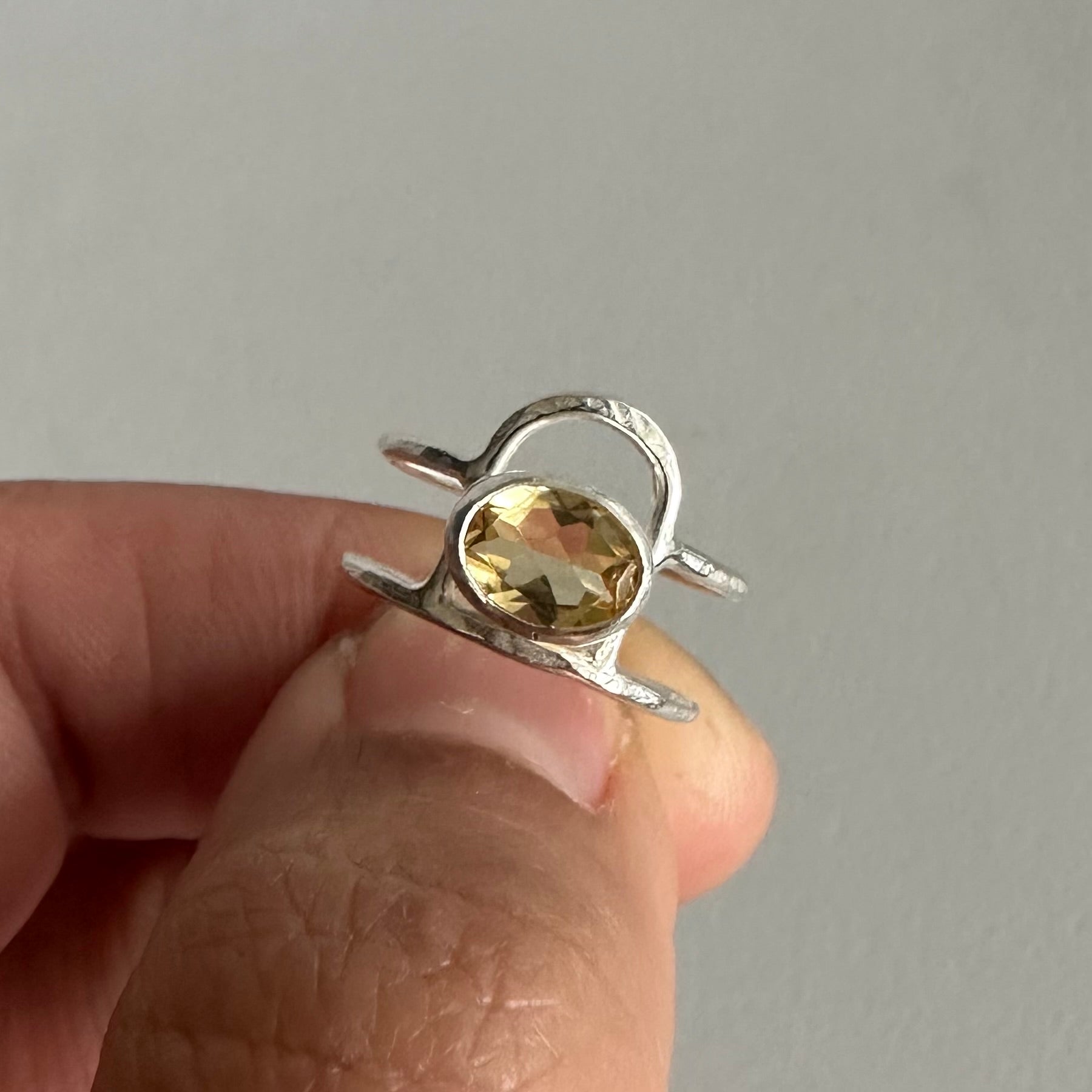 Oval Citrine Arch Ring