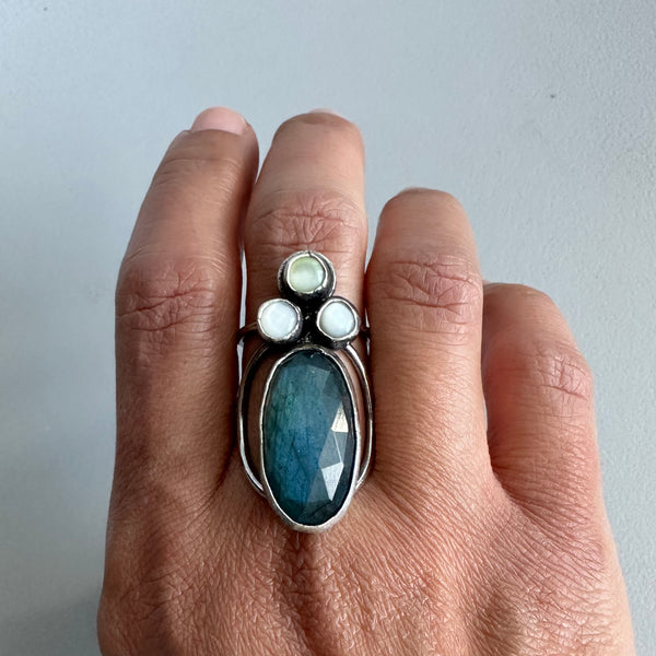 Labradorite + MoP Ring