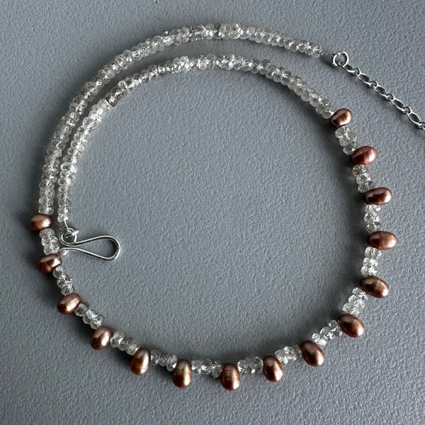 Iced Copper Pearls Choker (15”)