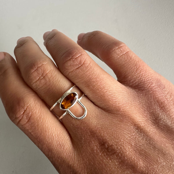 Long Oval Citrine Ring