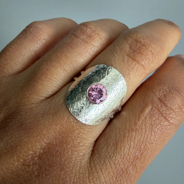 Pink Swarovski Shield Ring