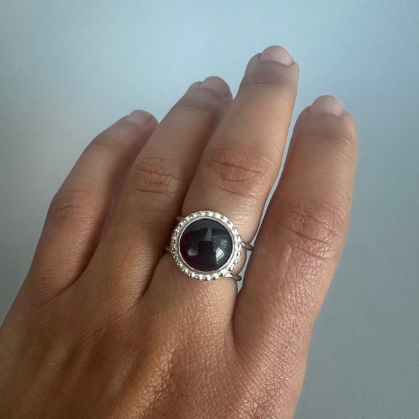 Beaded Garnet Ring