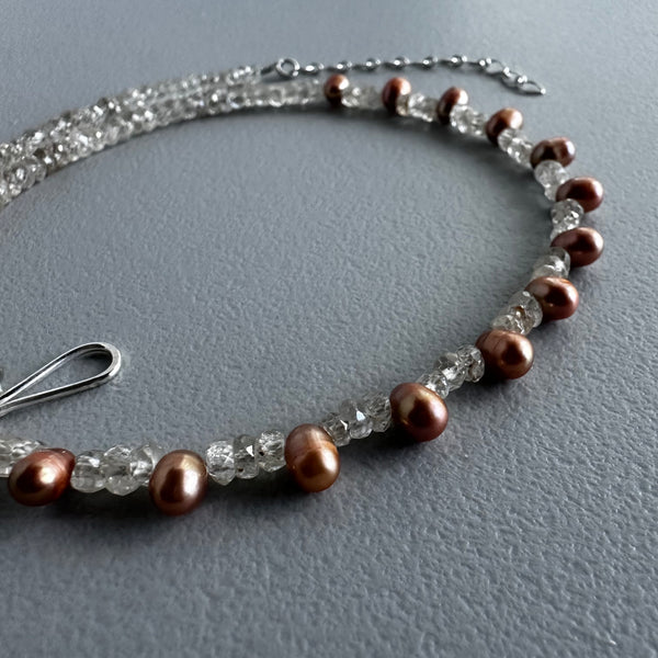 Iced Copper Pearls Choker (15”)