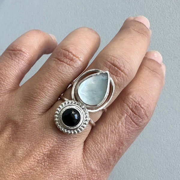 Onyx + Mother of Pearl Ring