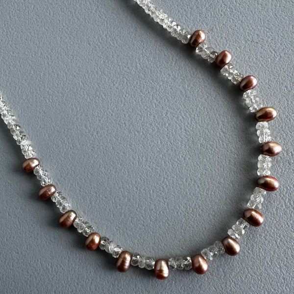 Iced Copper Pearls Necklace (16”)