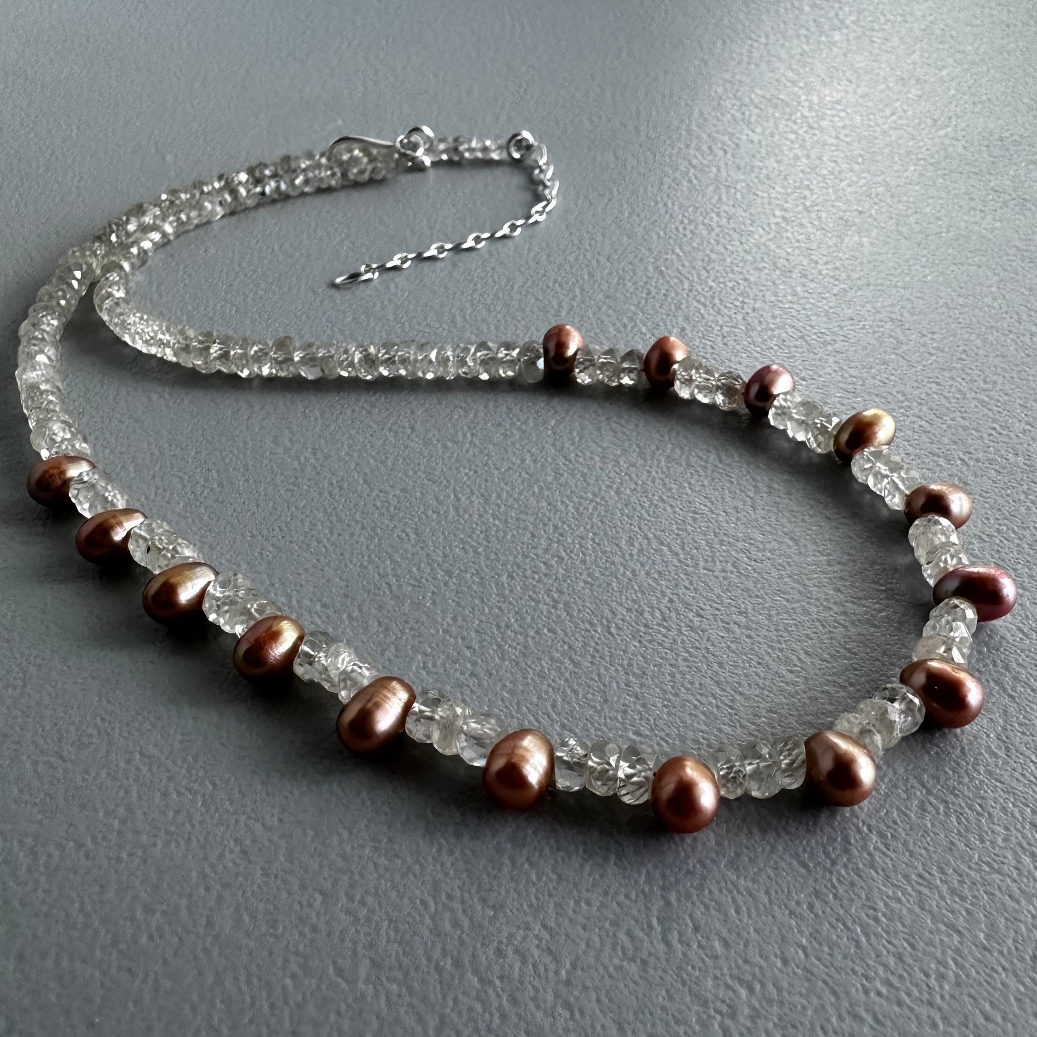 Iced Copper Pearls Necklace (16”)
