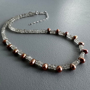 Iced Copper Pearls Necklace (16”)