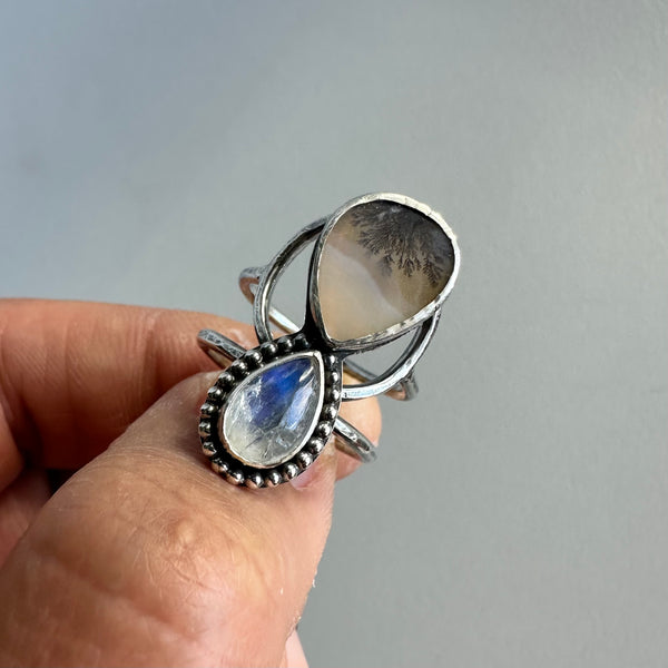 Landscape Agate + Moonstone Ring