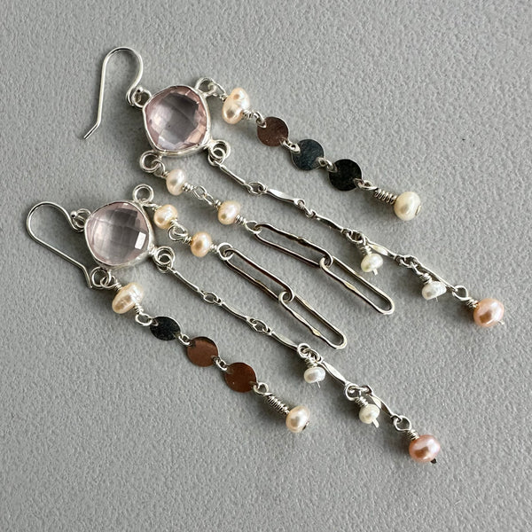 Lluvia  Earrings in Pink Quartz