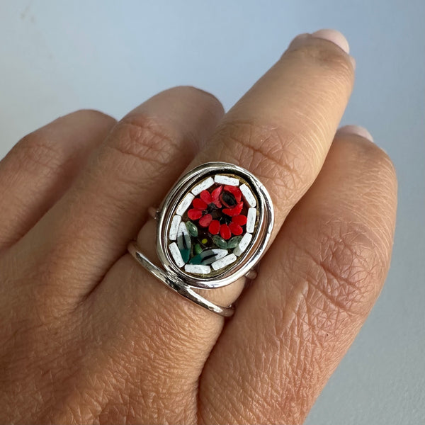 Micromosaic Ring in White
